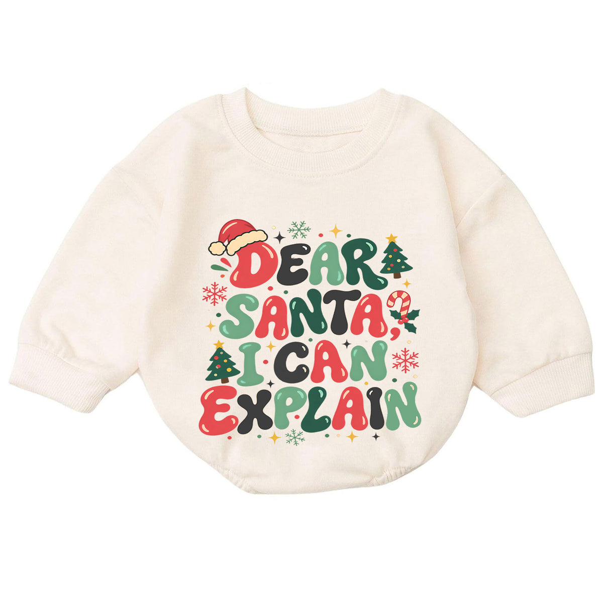 Dear Santa I Can Explain Baby Romper, Retro Christmas Quote Outfit, Funny Toddler Holiday Romper, 1st Christmas Gift — product view 7