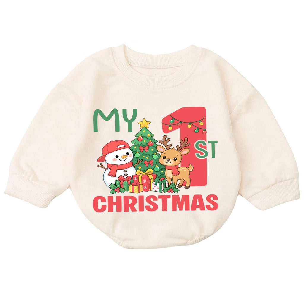My First Christmas Baby Romper, Reindeer Snowman Christmas Outfit, Baby 1st Christmas Romper, Cute Holiday Baby Gift — product view 7