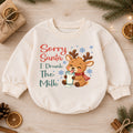 Sorry Santa I Drank The Milk Baby Romper, Cute Reindeer Christmas Outfit, Funny Baby Holiday Romper, Christmas Baby Gift — product view 1