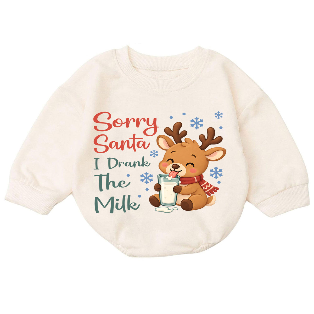Sorry Santa I Drank The Milk Baby Romper, Cute Reindeer Christmas Outfit, Funny Baby Holiday Romper, Christmas Baby Gift — product view 7