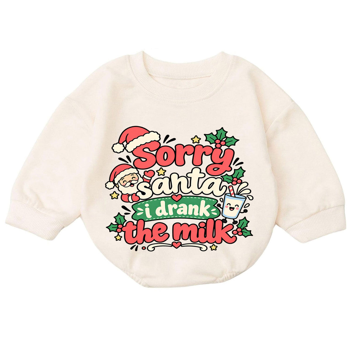 Sorry Santa I Drank The Milk Baby Romper, Funny Christmas Baby Outfit, Cute Santa Holiday Romper, Toddler Xmas Gift — product view 7