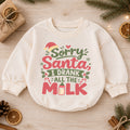 Sorry Santa I Drank All The Milk Baby Romper, Funny Christmas Quote Outfit, Toddler Holiday Romper, Cute Xmas Baby Gift — product view 1