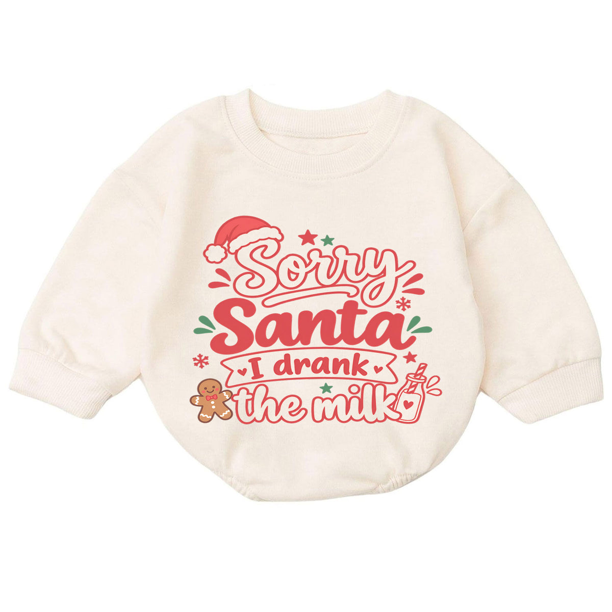Sorry Santa I Drank The Milk Baby Romper, Funny Christmas Baby Outfit, Gingerbread Holiday Romper, Cute Xmas Gift — product view 7