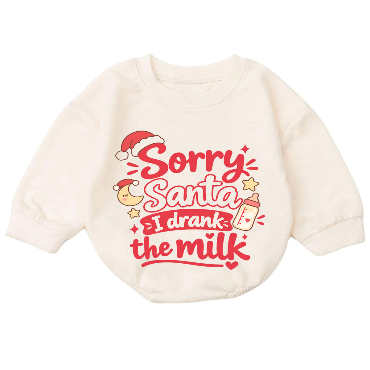 Sorry Santa I Drank The Milk Baby Romper, Cute Baby Bottle Christmas Outfit, Funny Toddler Holiday Romper, Xmas Baby Gift — product view 7