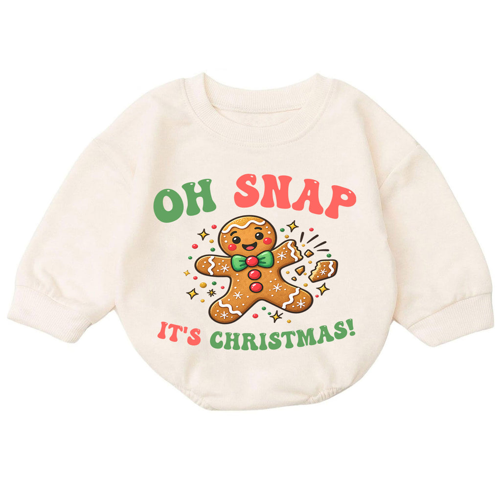 Oh Snap It's Christmas Baby Romper, Baby First Christmas Outfit, Cute Gingerbread Cookie, Toddler Xmas Outfit, Holiday Baby Gift — product view 7