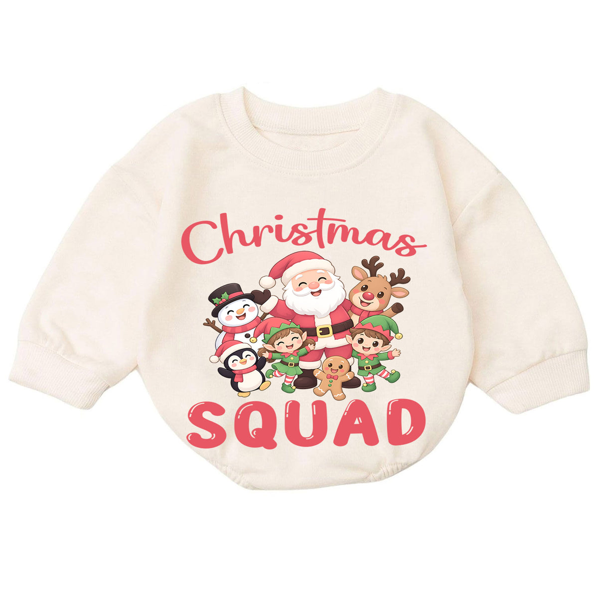 Christmas Squad Baby Romper, Santa Reindeer Snowman Elf Holiday Outfit, Cute Toddler Xmas Romper, Sweet 1st Christmas Gift for Baby — product view 7