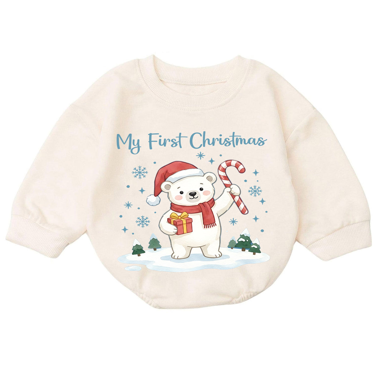 My First Christmas Baby Romper, Baby First Christmas Outfit, Cute Polar Bear Christmas, Infant Holiday Outfit, 1st Christmas Baby Gift — product view 7