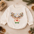 Christmas Reindeer Baby Outfit, Baby First Christmas Romper, Rudolph Holiday Baby Romper, Toddler Christmas Outfit, Xmas Baby Gift — product view 1