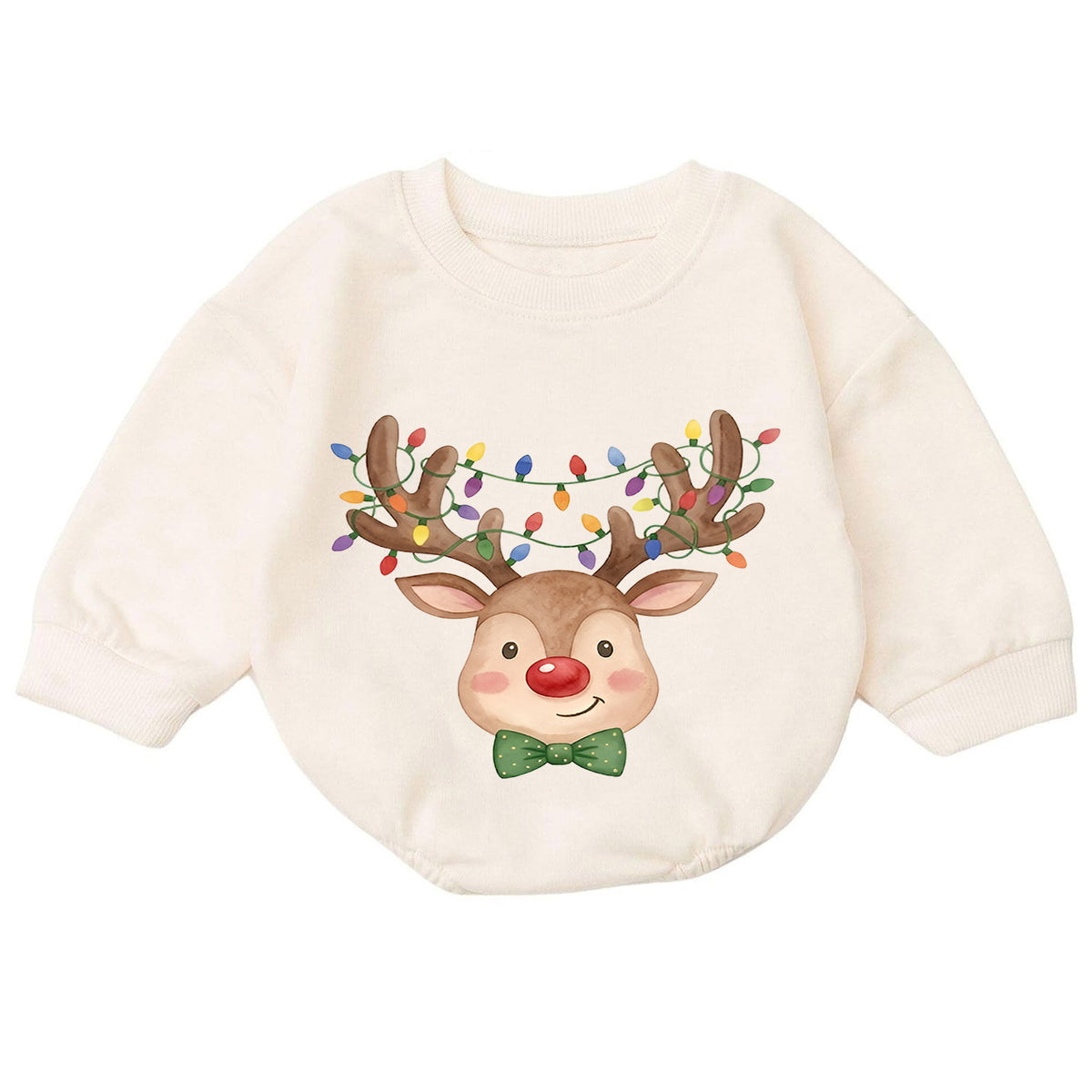 Christmas Reindeer Baby Outfit, Baby First Christmas Romper, Rudolph Holiday Baby Romper, Toddler Christmas Outfit, Xmas Baby Gift — product view 7