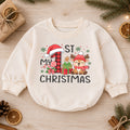 My First Christmas Baby Romper, Plaid Number One Reindeer Outfit, Baby 1st Xmas Romper, Cute Holiday Christmas Gift — product view 1
