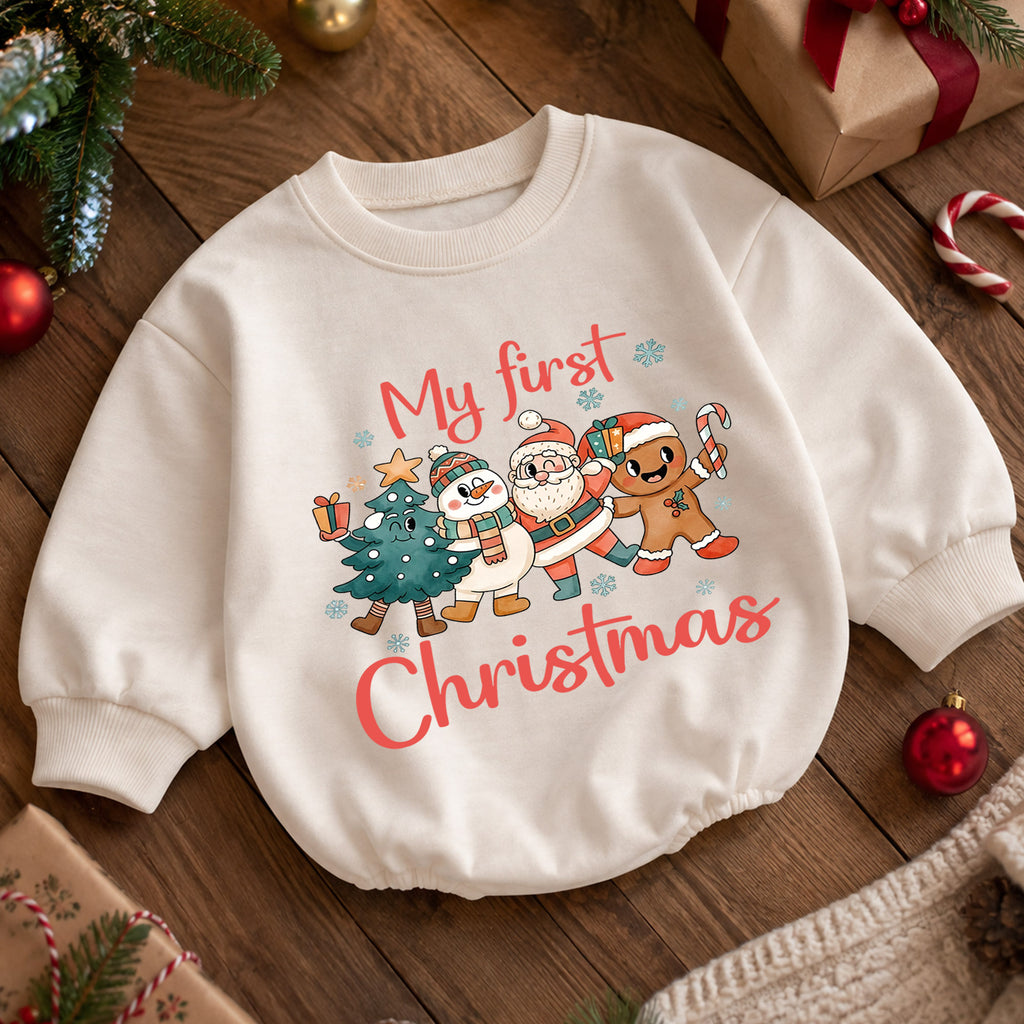 My First Christmas Baby Outfit, Baby First Christmas Romper, Santa Snowman Gingerbread Tree, Toddler Holiday Outfit, Xmas Baby Gift — product view 5