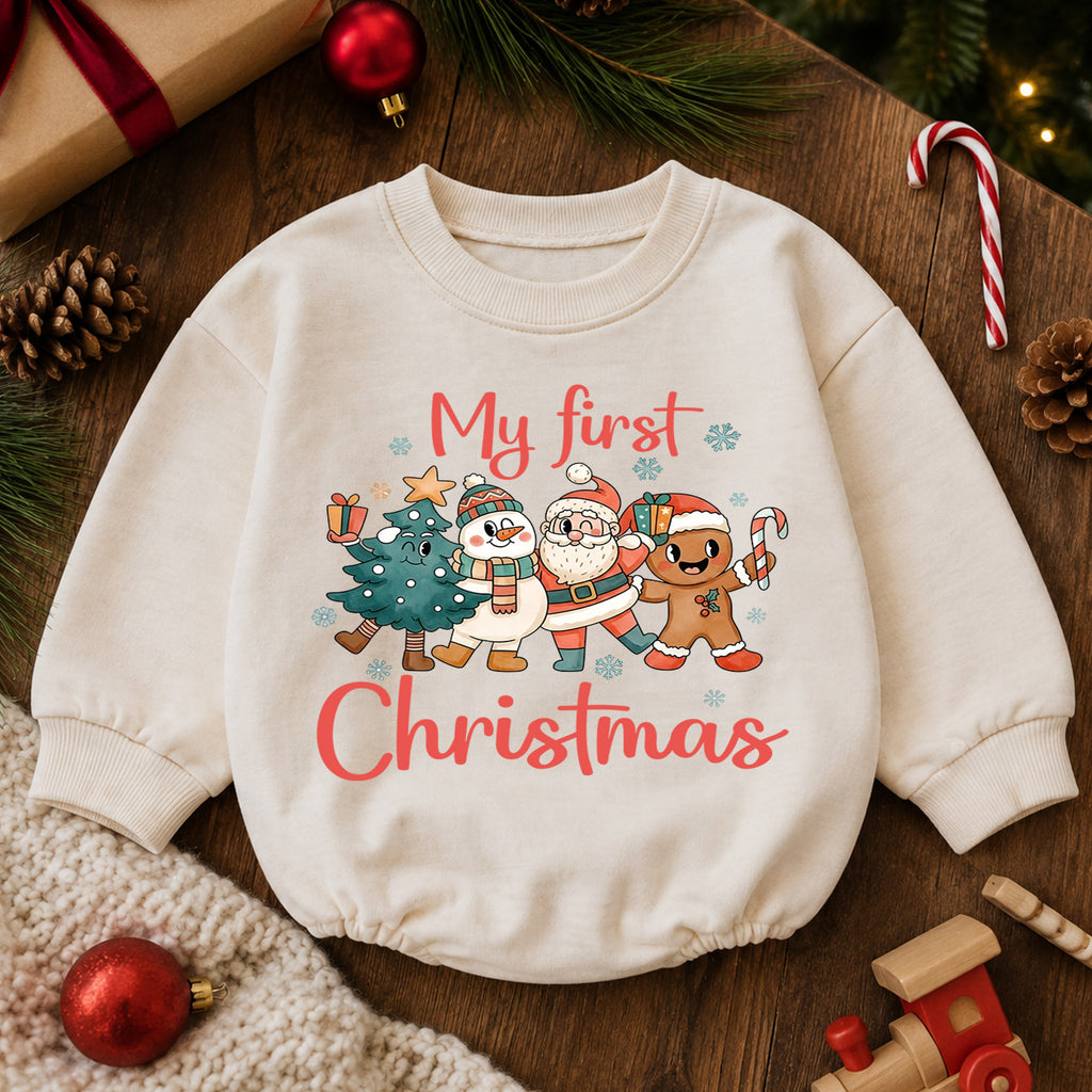 My First Christmas Baby Outfit, Baby First Christmas Romper, Santa Snowman Gingerbread Tree, Toddler Holiday Outfit, Xmas Baby Gift — product view 6