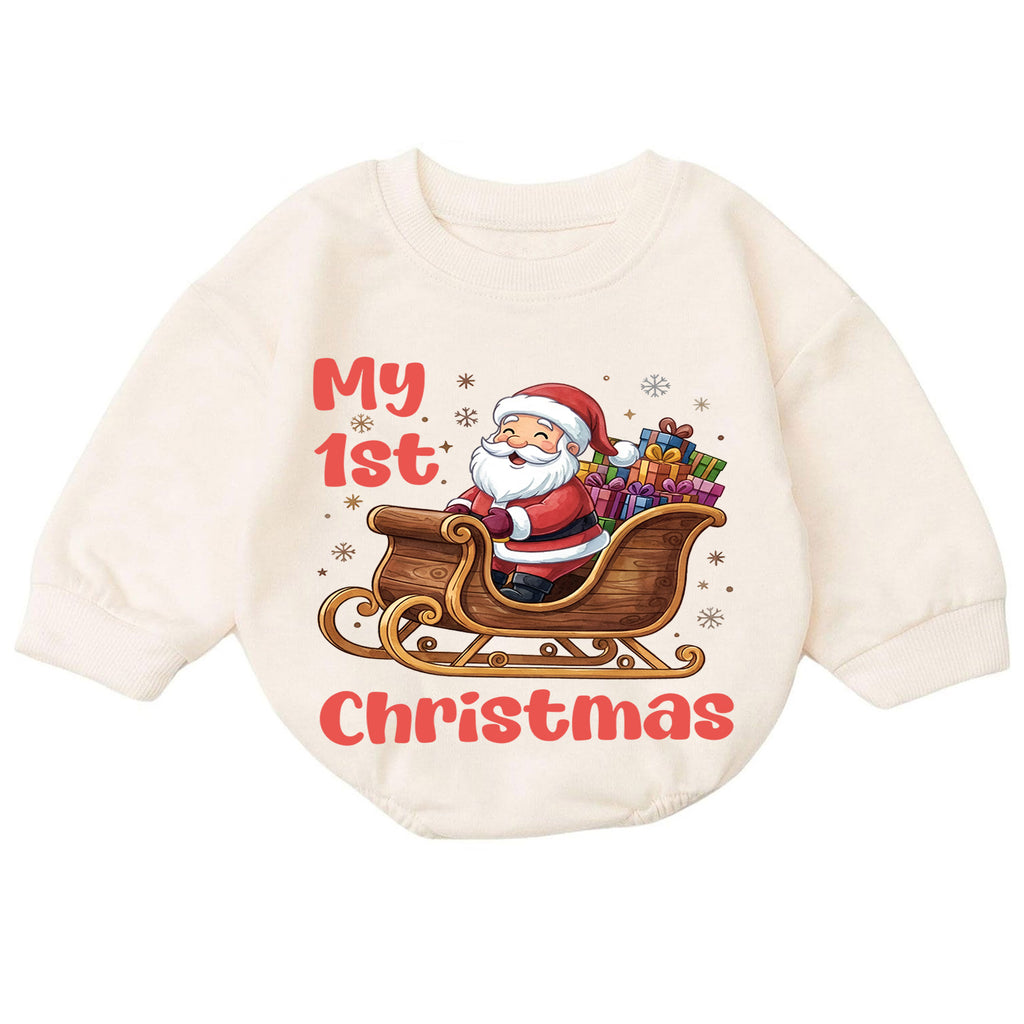 My 1st Christmas Baby Outfit, Santa Sleigh Baby First Christmas Romper, Infant Holiday Outfit, Toddler Christmas Romper, Xmas Baby Gift — product view 7