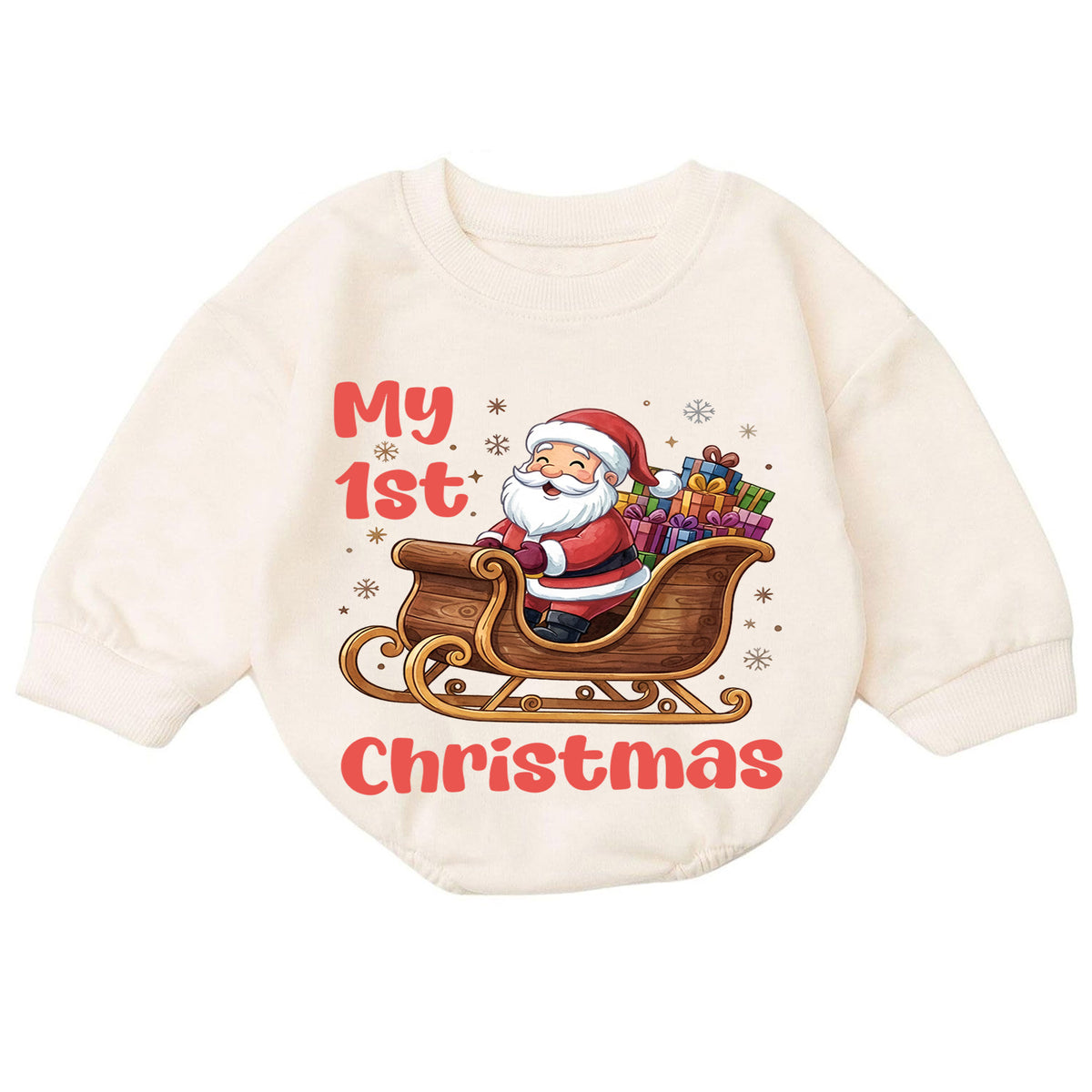 My 1st Christmas Baby Outfit, Santa Sleigh Baby First Christmas Romper, Infant Holiday Outfit, Toddler Christmas Romper, Xmas Baby Gift — product view 7