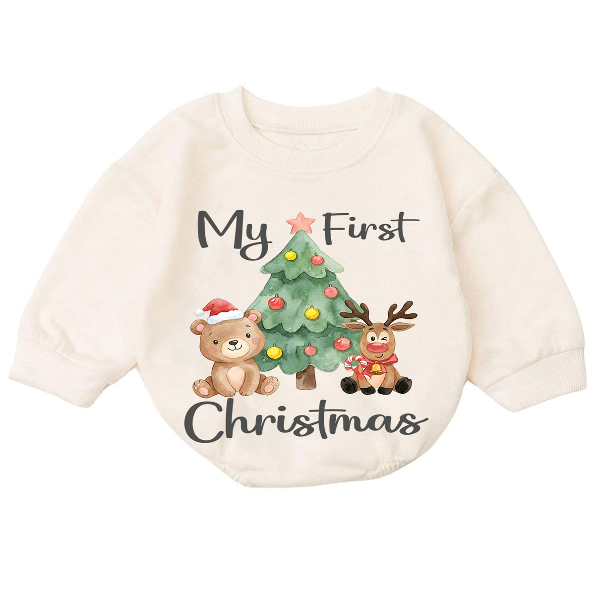 My First Christmas Baby Outfit, Cute Bear Reindeer Christmas Romper, Baby First Christmas, Toddler Holiday Romper, 1st Christmas Gift — product view 7
