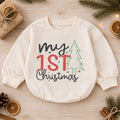 My 1st Christmas Baby Romper, Minimal Christmas Tree Romper, Baby First Xmas Outfit, Toddler Holiday Keepsake Gift — product view 1