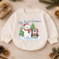 My First Christmas Baby Outfit, Polar Bear Penguin Christmas Romper, Baby First Christmas Outfit, Toddler Holiday Romper, Xmas Baby Gift — product view 1