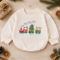 Santa Christmas Train Baby Outfit, Ho Ho Ho Baby Christmas Romper, Baby First Christmas Outfit, Toddler Holiday Romper, Xmas Baby Gift — product view 1