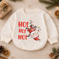 Funny Santa Ho Ho Ho Baby Outfit, Christmas Lights Santa Romper, Baby First Christmas Romper, Toddler Holiday Outfit, Xmas Baby Gift — product view 1