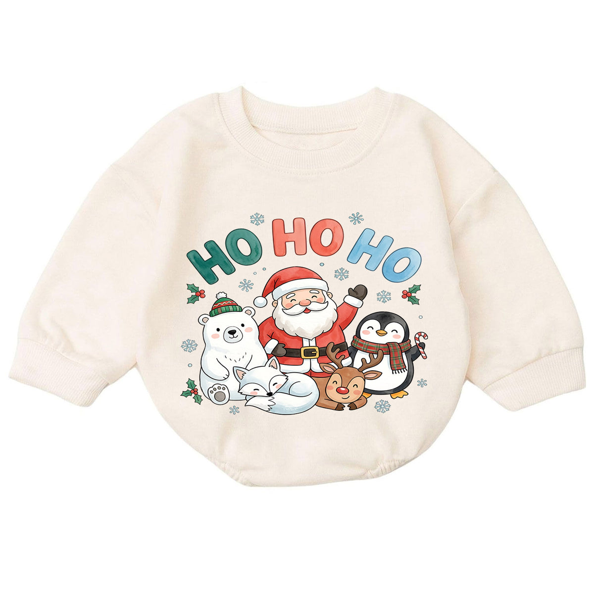 Ho Ho Ho Christmas Baby Outfit, Santa Reindeer Penguin Holiday Romper, Baby First Christmas Romper, Toddler Xmas Outfit, Baby Gift — product view 7
