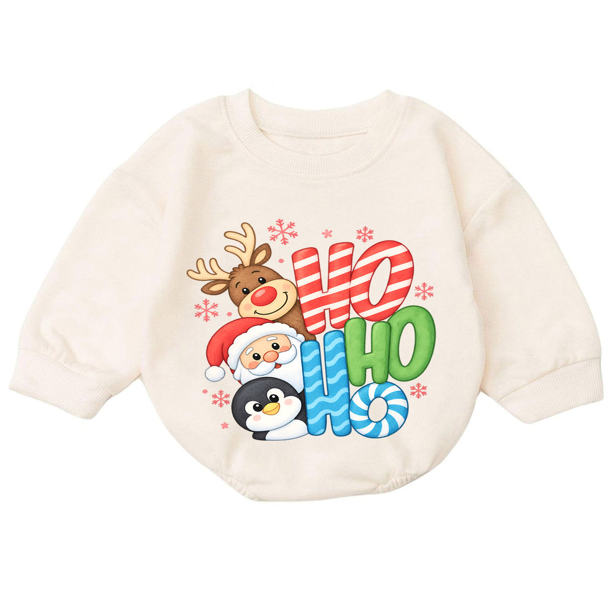 Ho Ho Ho Christmas Baby Outfit, Santa Reindeer Penguin Romper, Baby First Christmas Romper, Toddler Holiday Outfit, Xmas Baby Gift — product view 7