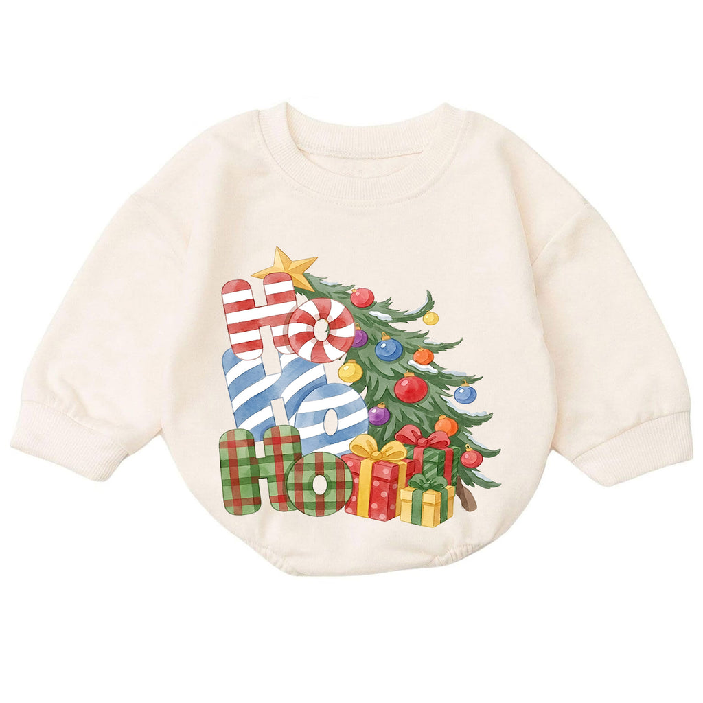 Ho Ho Ho Christmas Baby Outfit, Christmas Tree Gift Romper, Baby First Christmas Romper, Toddler Holiday Outfit, Xmas Baby Gift — product view 7