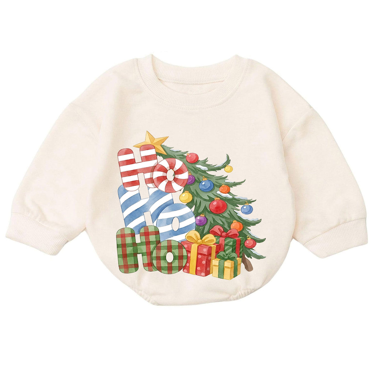 Ho Ho Ho Christmas Baby Outfit, Christmas Tree Gift Romper, Baby First Christmas Romper, Toddler Holiday Outfit, Xmas Baby Gift — product view 7