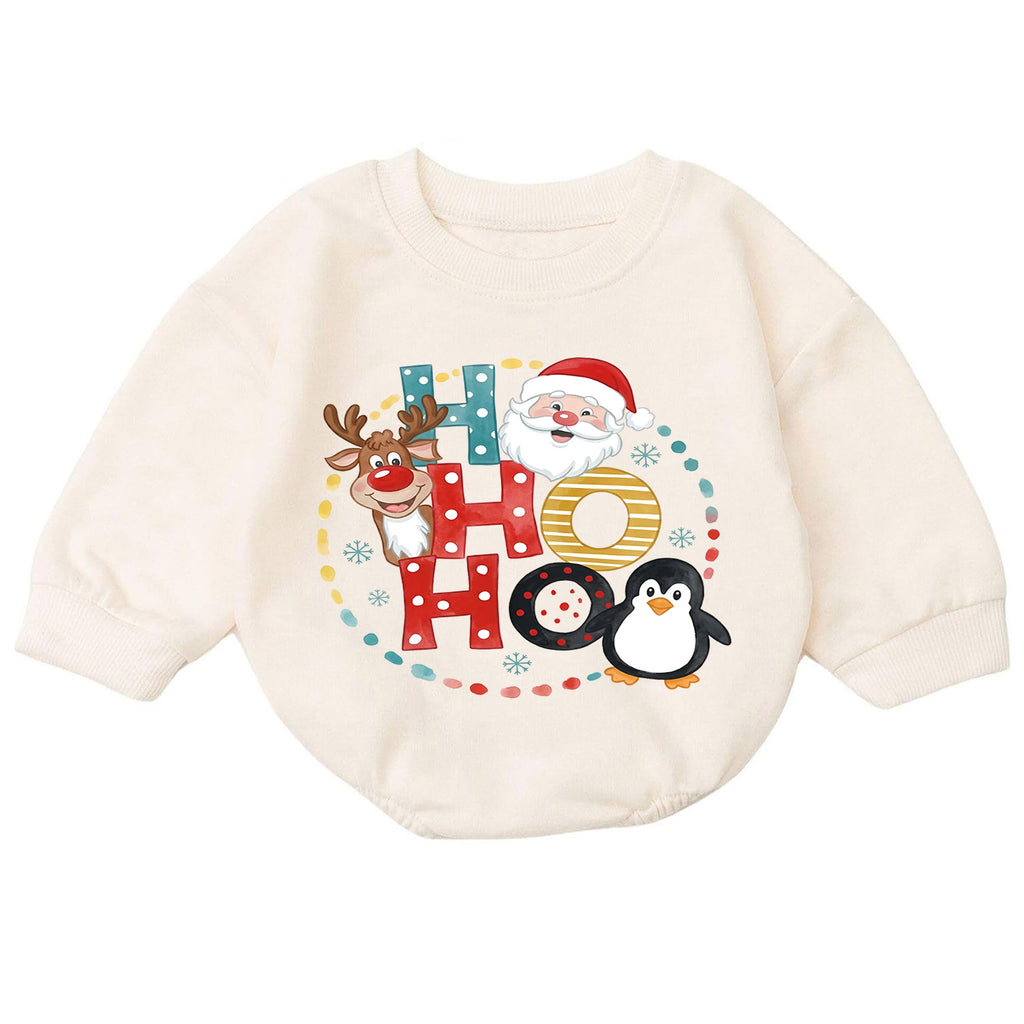 Ho Ho Ho Baby Christmas Outfit, Santa Reindeer Penguin Romper, Baby First Christmas Romper, Toddler Xmas Outfit, Holiday Baby Gift — product view 7