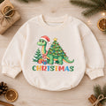 Santa Dinosaur Baby Christmas Outfit, Cute T Rex Holiday Romper, Toddler Christmas Outfit, Baby Xmas Romper, Christmas Baby Gift — product view 1