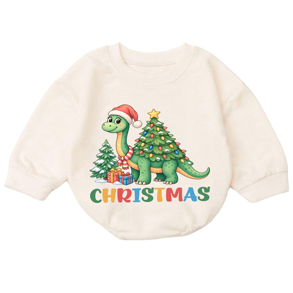 Santa Dinosaur Baby Christmas Outfit, Cute T Rex Holiday Romper, Toddler Christmas Outfit, Baby Xmas Romper, Christmas Baby Gift — product view 7