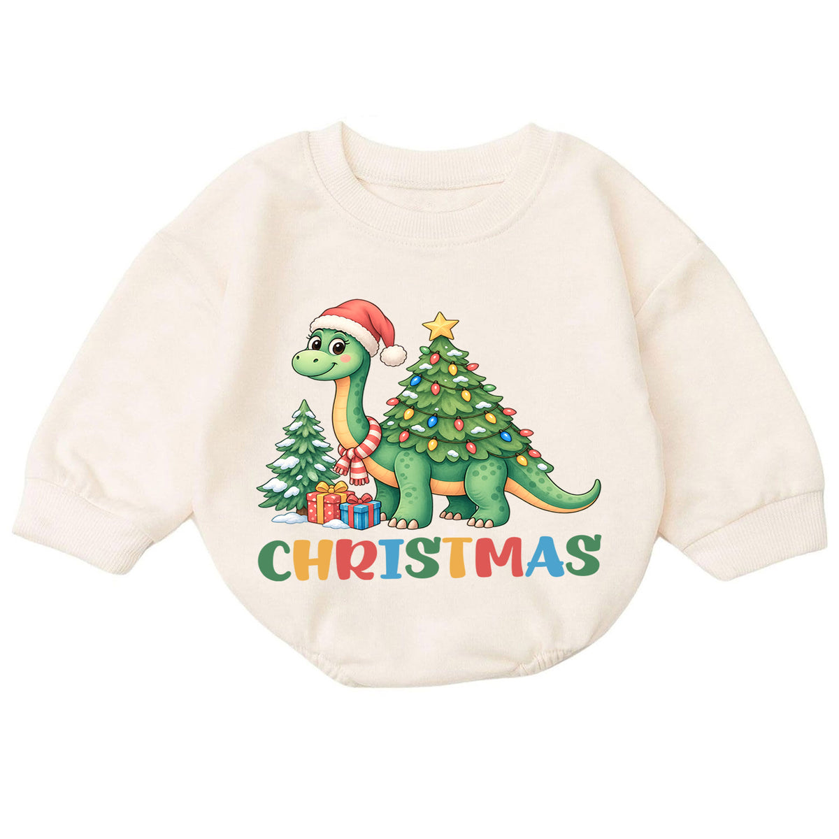 Santa Dinosaur Baby Christmas Outfit, Cute T Rex Holiday Romper, Toddler Christmas Outfit, Baby Xmas Romper, Christmas Baby Gift — product view 7