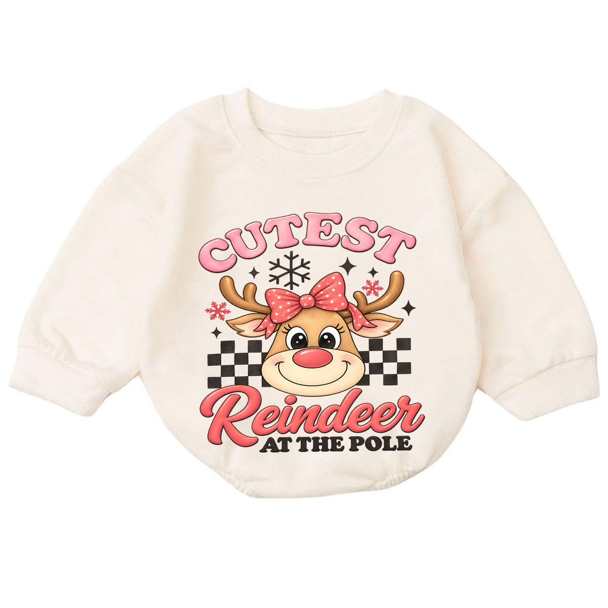 Cutest Reindeer Baby Girl Christmas Outfit, Pink Reindeer Holiday Romper, Toddler Girl Xmas Romper, Christmas Baby Gift — product view 7