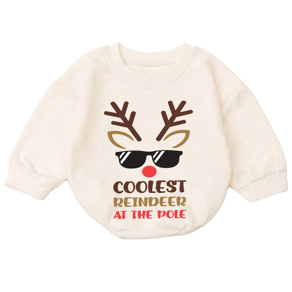 Coolest Reindeer Christmas Baby Outfit, Funny Reindeer Romper, Toddler Holiday Romper, Baby Xmas Outfit, Christmas Gift for Baby — product view 7