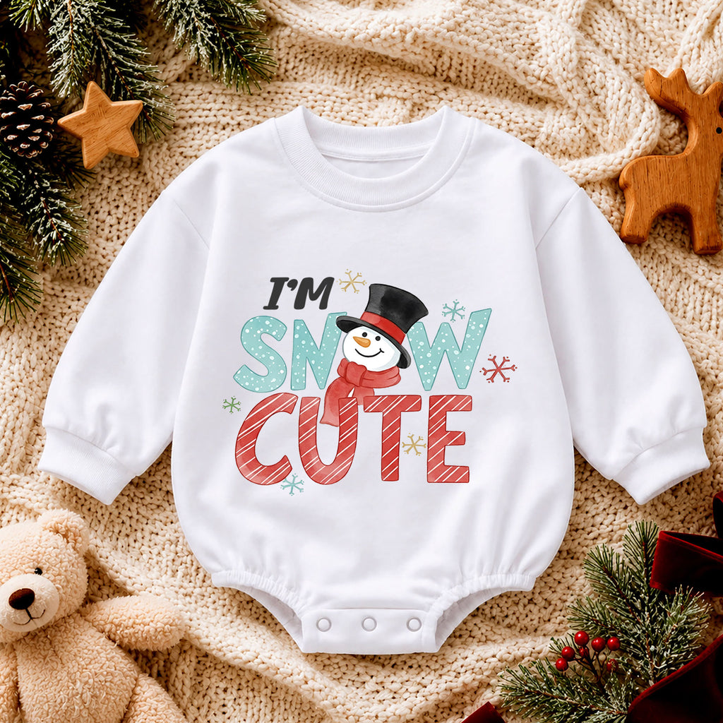 Im Snow Cute Christmas Baby Outfit, Snowman Holiday Romper, Toddler Christmas Romper, Winter Baby Outfit, Xmas Baby Gift — product view 4