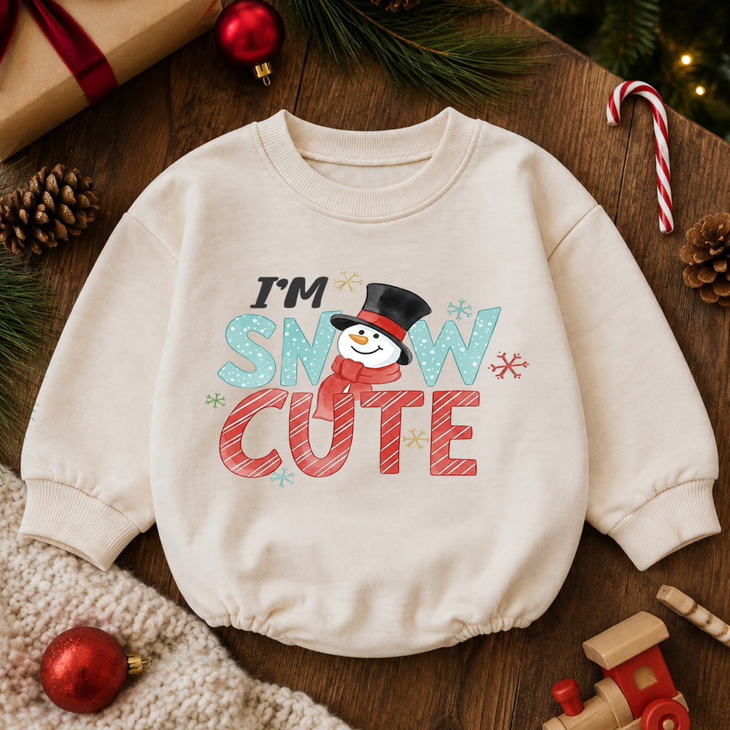 Im Snow Cute Christmas Baby Outfit, Snowman Holiday Romper, Toddler Christmas Romper, Winter Baby Outfit, Xmas Baby Gift — product view 6