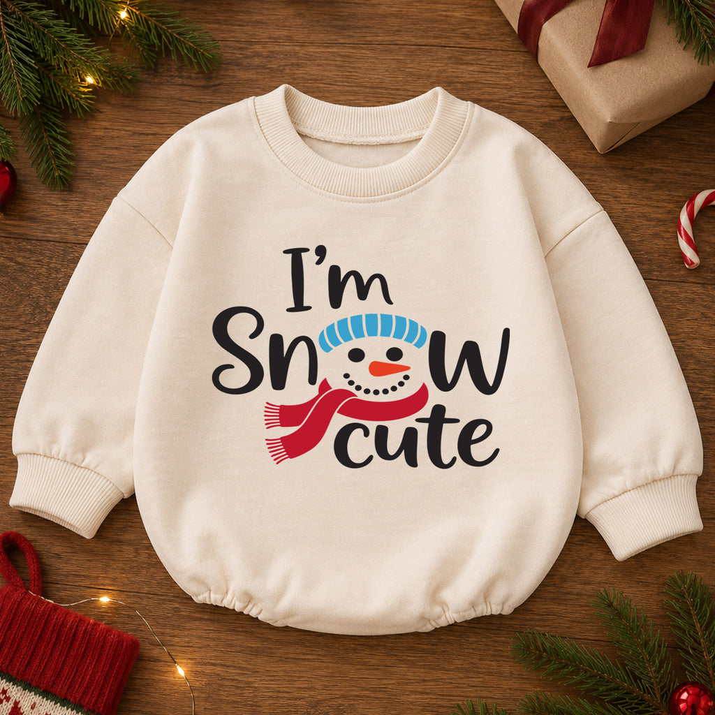 Im Snow Cute Baby Outfit, Snowman Christmas Romper, Baby Winter Holiday Romper, Toddler Xmas Outfit, Cute Christmas Baby Gift — product view 2