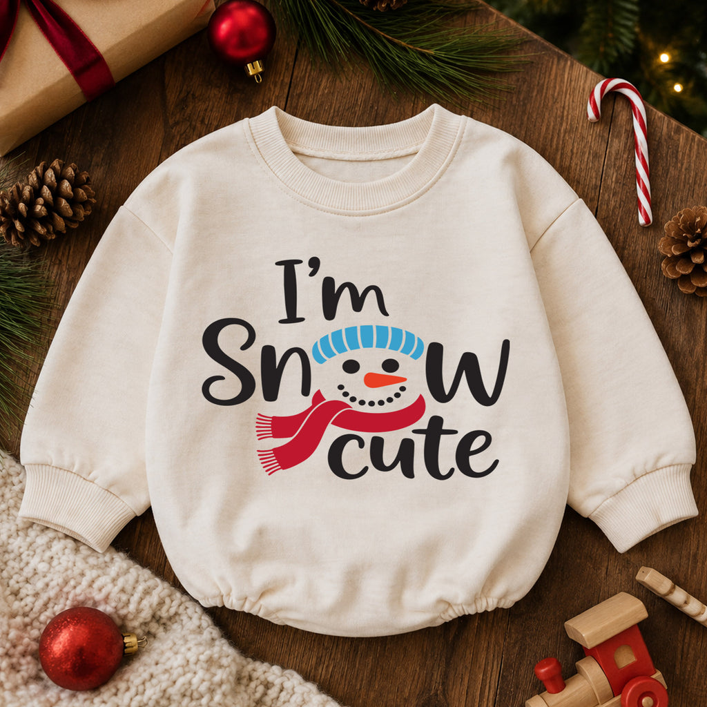 Im Snow Cute Baby Outfit, Snowman Christmas Romper, Baby Winter Holiday Romper, Toddler Xmas Outfit, Cute Christmas Baby Gift — product view 6