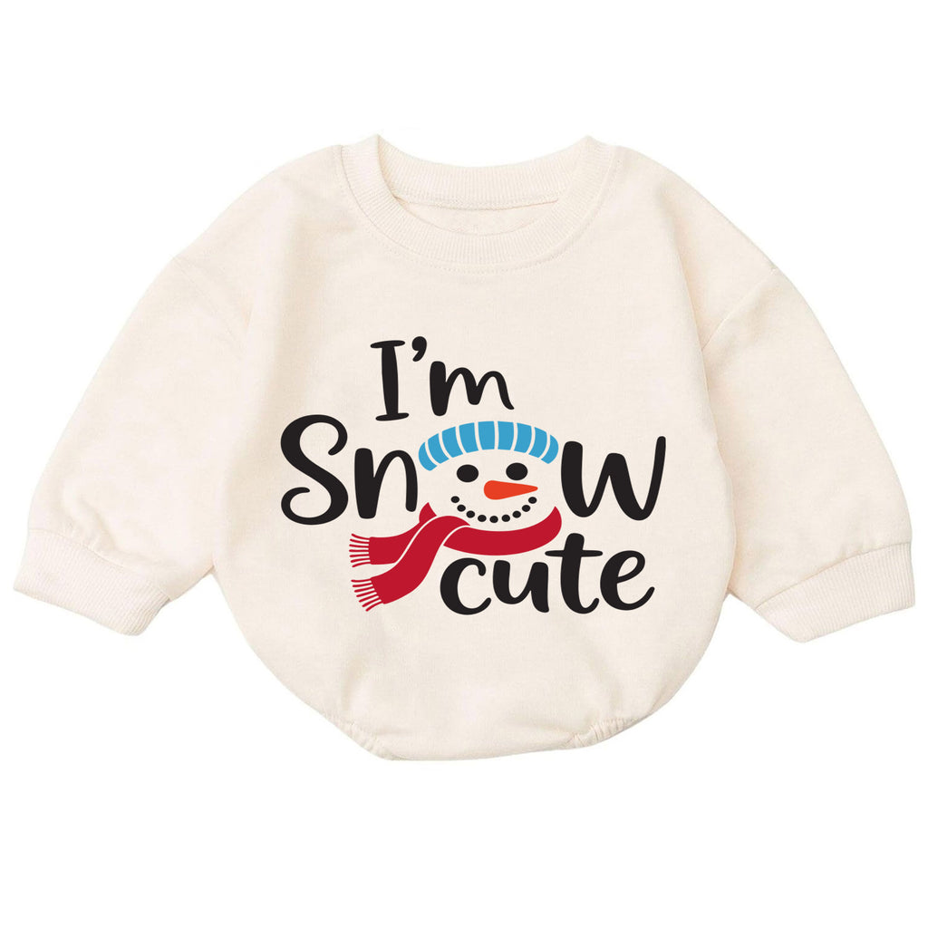 Im Snow Cute Baby Outfit, Snowman Christmas Romper, Baby Winter Holiday Romper, Toddler Xmas Outfit, Cute Christmas Baby Gift — product view 7