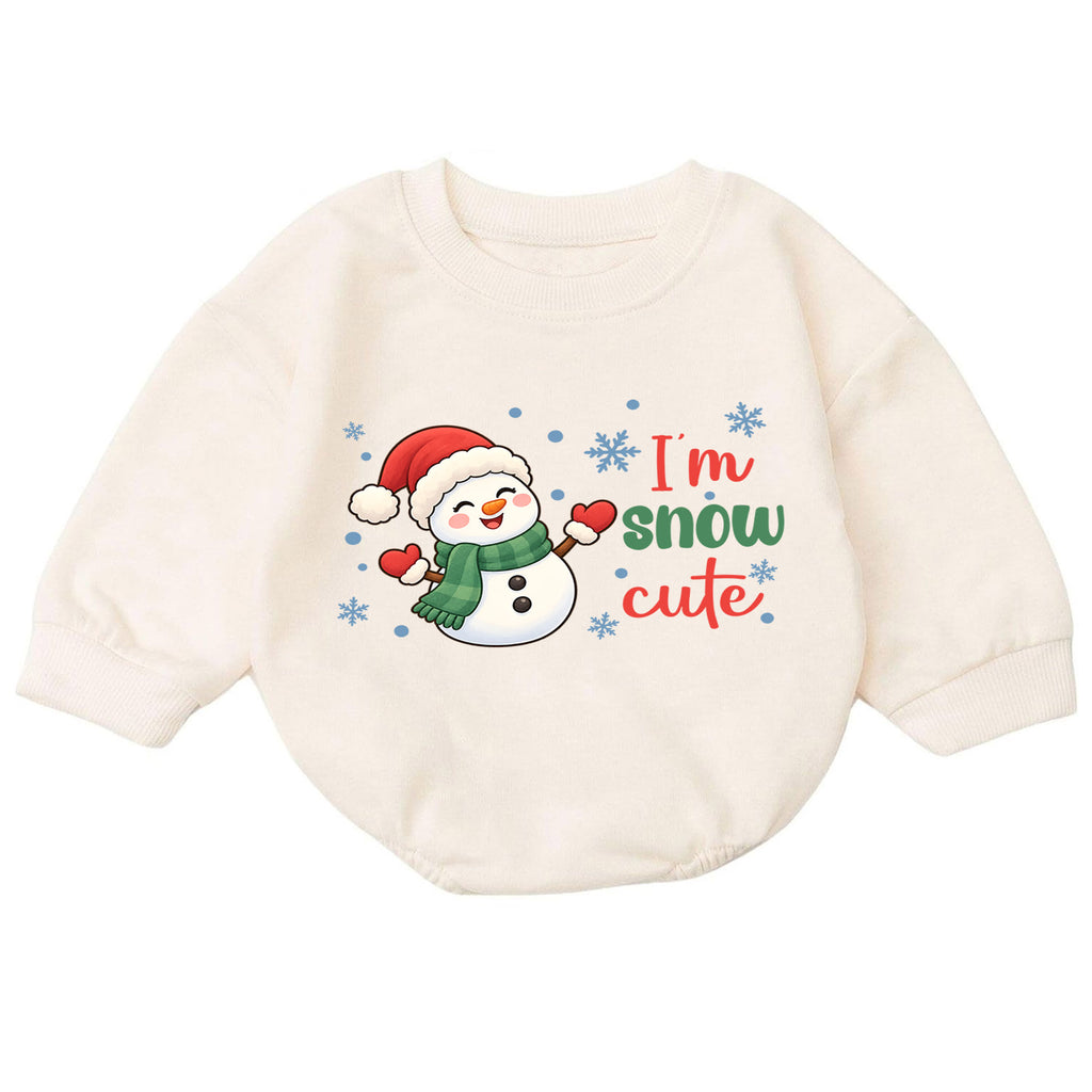 Im Snow Cute Baby Christmas Outfit, Cute Snowman Santa Hat Romper, Toddler Xmas Romper, Holiday Baby Outfit, Christmas Gift — product view 7