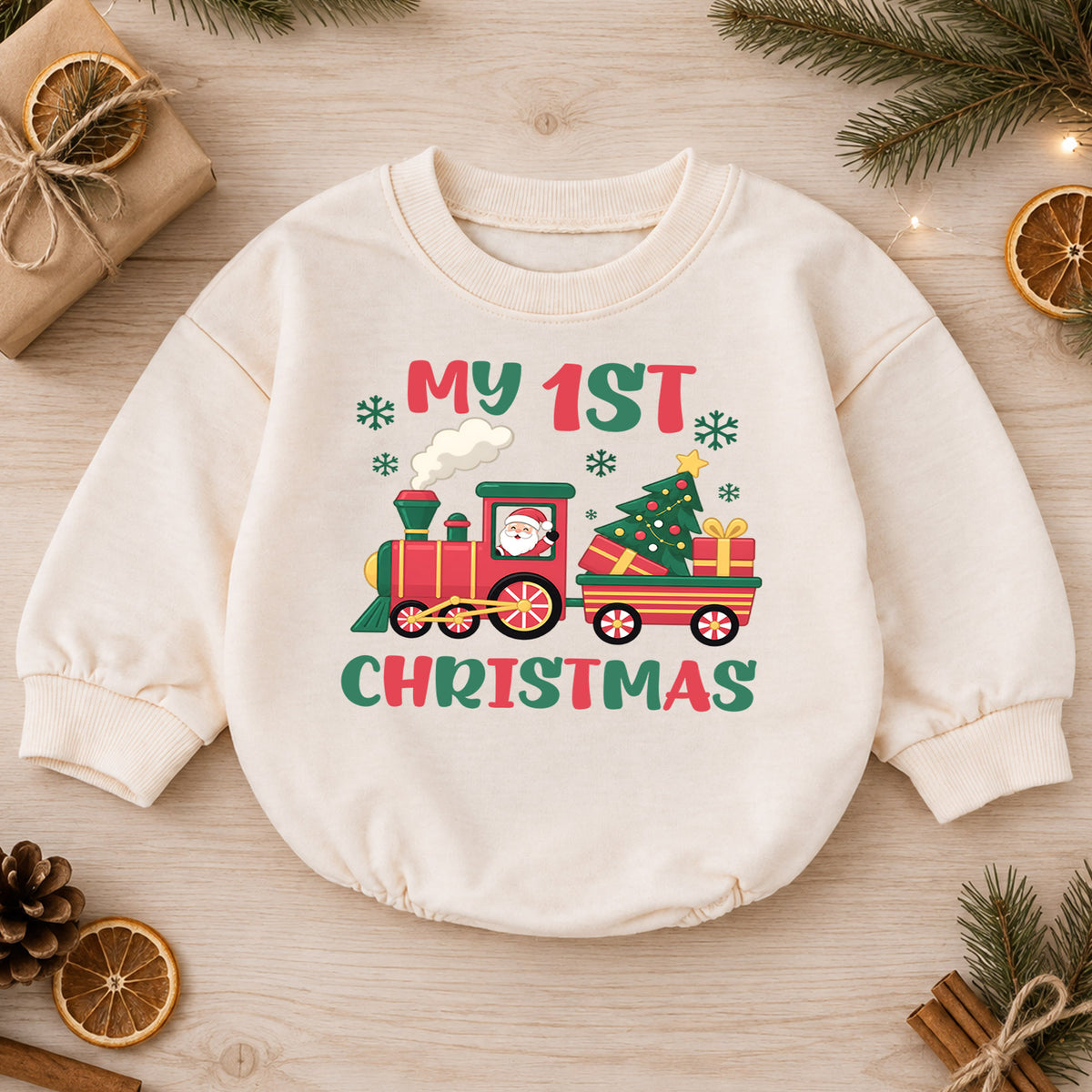 Baby First Christmas Outfit, My 1st Christmas Tree Baby Romper, Infant Christmas Outfit, Toddler Holiday Romper, First Xmas Gift — product view 1
