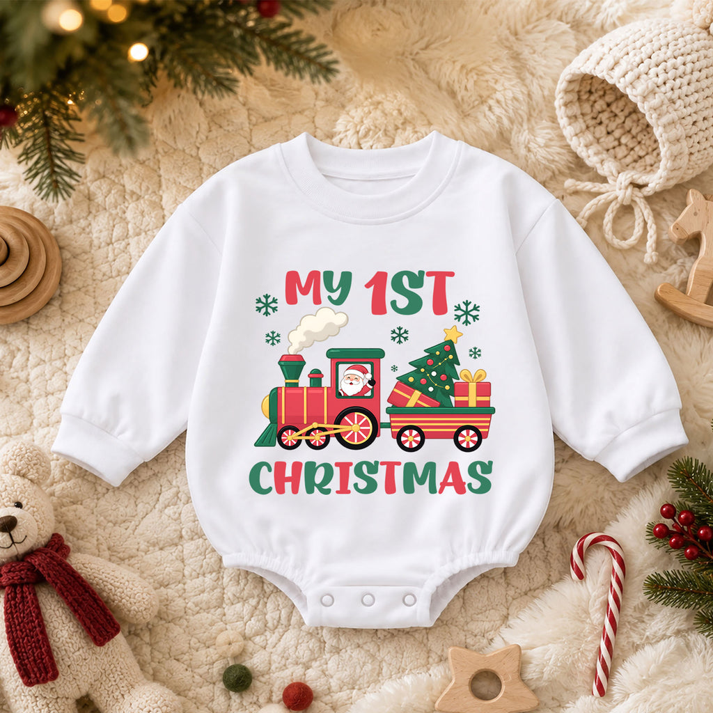 Baby First Christmas Outfit, My 1st Christmas Tree Baby Romper, Infant Christmas Outfit, Toddler Holiday Romper, First Xmas Gift — product view 3