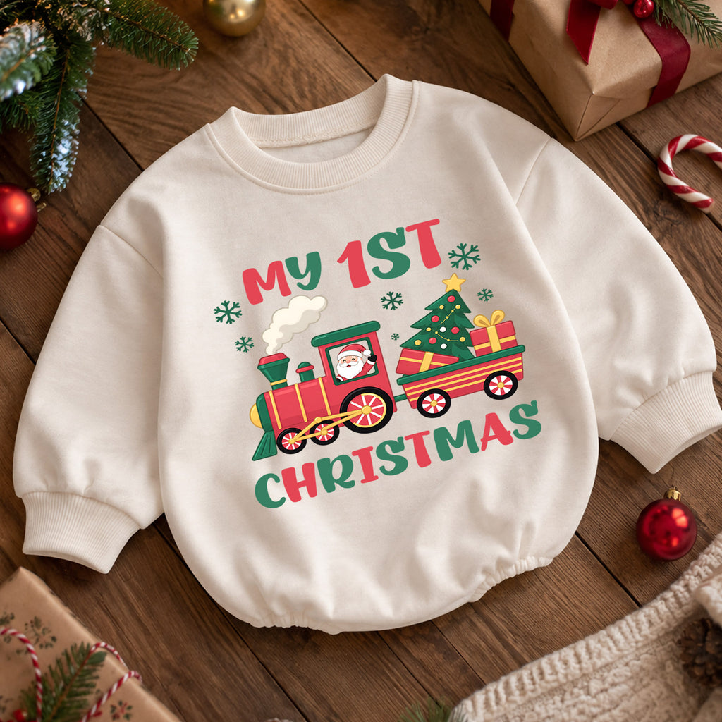 Baby First Christmas Outfit, My 1st Christmas Tree Baby Romper, Infant Christmas Outfit, Toddler Holiday Romper, First Xmas Gift — product view 5