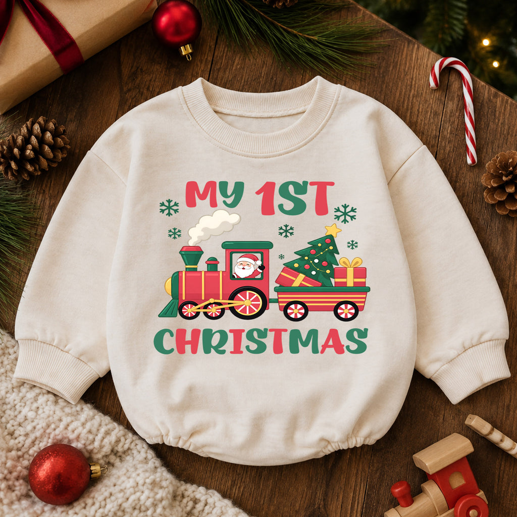 Baby First Christmas Outfit, My 1st Christmas Tree Baby Romper, Infant Christmas Outfit, Toddler Holiday Romper, First Xmas Gift — product view 6