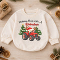 Christmas Tractor Baby Outfit, Nothing Runs Like a Reindeer Romper, Toddler Farm Christmas Romper, Baby Xmas Gift, Holiday Outfit — product view 1
