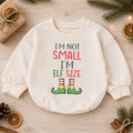 Im Not Small Im Elf Size Baby Romper, Funny Elf Christmas Romper, Toddler Holiday Outfit, Cute Xmas Gift for Baby — product view 1