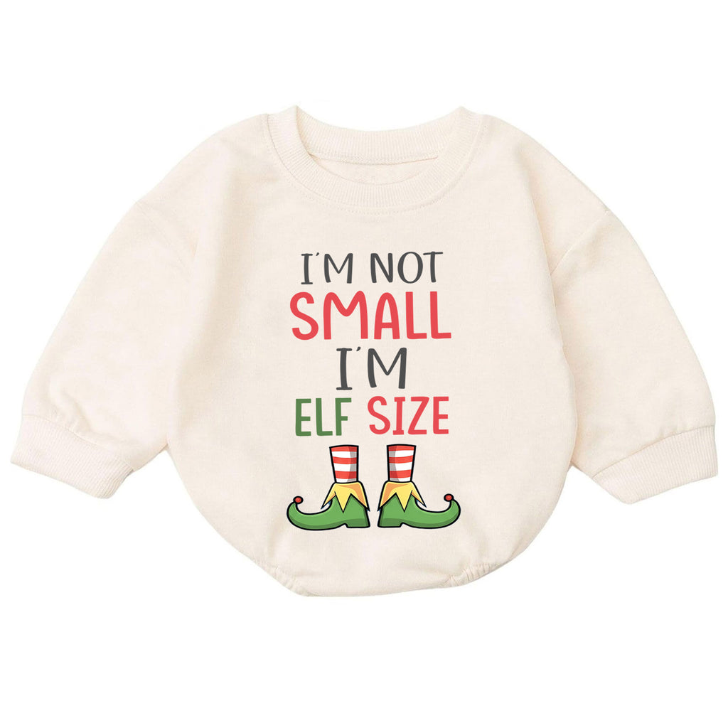 Im Not Small Im Elf Size Baby Romper, Funny Elf Christmas Romper, Toddler Holiday Outfit, Cute Xmas Gift for Baby — product view 7