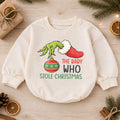 Baby Who Stole Christmas Romper, Funny Baby Christmas Romper, Toddler Holiday Outfit, Cute Xmas Gift for Baby — product view 1