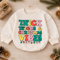 Thick Thighs and Christmas Vibes Baby Romper, Retro Christmas Romper, Funny Toddler Holiday Outfit, Cute Xmas Gift — product view 1