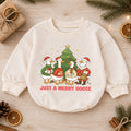 Just a Merry Goose Baby Romper, Christmas Goose Family Outfit, Funny Toddler Holiday Romper, Cute 1st Christmas Gift — product view 1