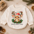 This Is How I Feel Reindeer Baby Romper, Cute Christmas Deer Romper, Toddler Holiday Outfit, Reindeer Xmas Gift for Baby — product view 1